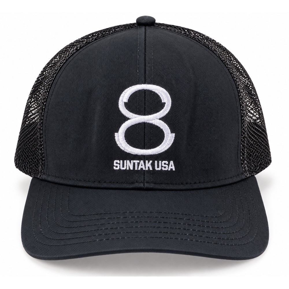 OTTO Suntak USA Black Mesh Trucker Hat Snapback Embroidered Logo 30-287 OSFA